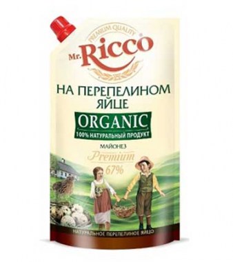 Майонез Organic на перепелином яйце 67% Mr.Ricco 375 грамм